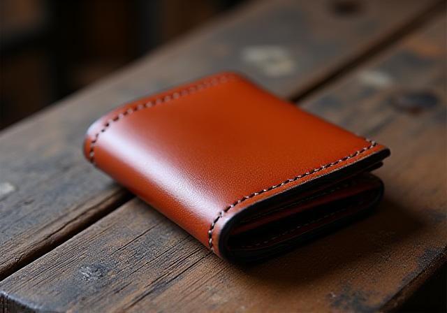 Hand-stitched vegetable tanned leather wallet