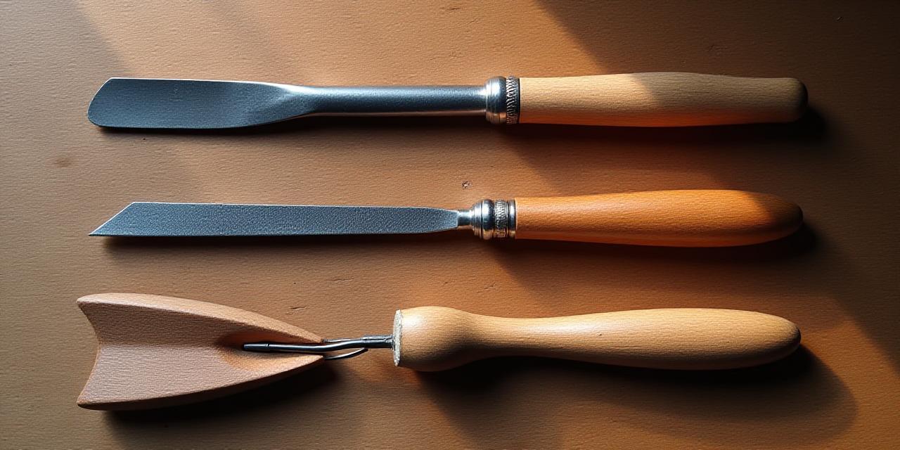Artisan tools laid out on a clean workbench